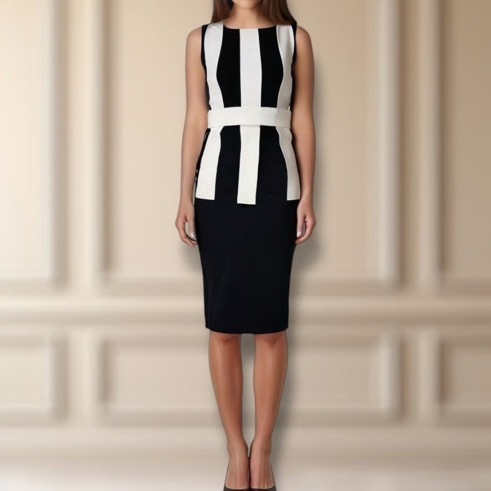 Chiara Boni La Petite Robe Julita Sleeveless Stripe-Bodice Sheath Dress Sz2 It38